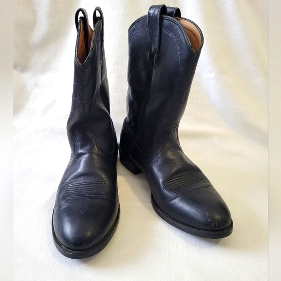 Mens Ariat Heritage Black Leather Roper Boots Size 8.5B - Picture 4 of 16